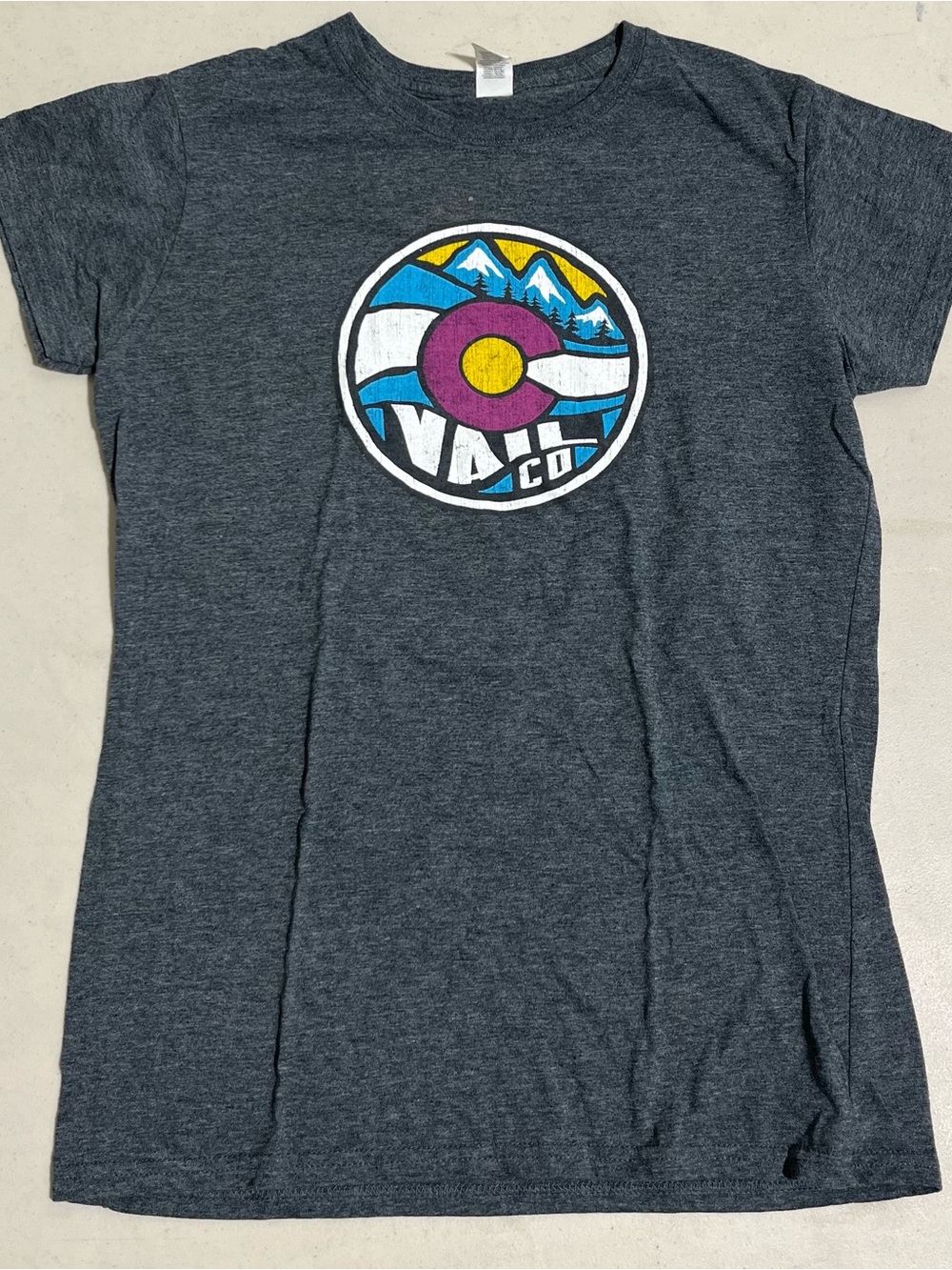 Gildan Softstyle Charcoal Gray Tee Label Close-Up
